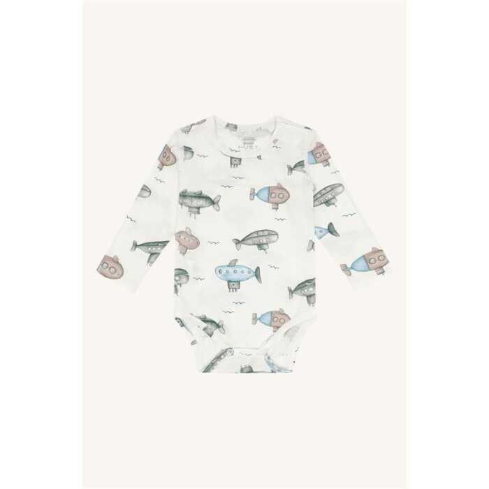Hust & Claire Buller Baby Body langarm  68 Submarine aus Bambuss