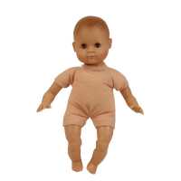 Schildkröt Puppe Schlummerle 32 cm mit Malhaar und braunen Schlafaugen, Kleidung rose/beige