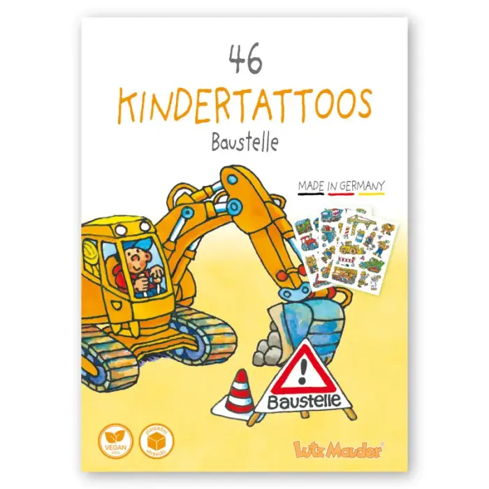 Lutz Mauder Verlag KinderTattoo-Set A6 3 Bögen Baustelle 46 Stück
