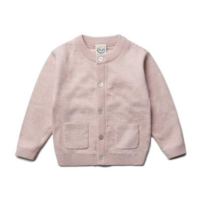 Puri Baby Cardigan Doppelstrick Baumwolle kbT/Seide GOTS 62/68 rose