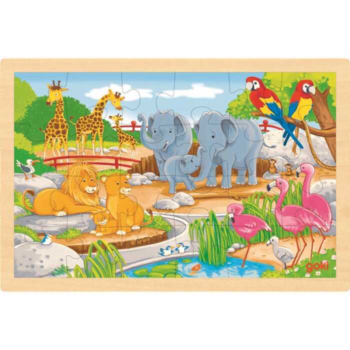 Goki Puzzle Bauernhof/Zoo 24 Teile Beidseitig bedruckt Holz 3+