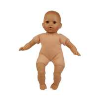 Schildkröt Puppe Baby Amy 45 cm mit Schnuller, Malhaar, braune Schlafaugen, Kleidung rosenholz/beige