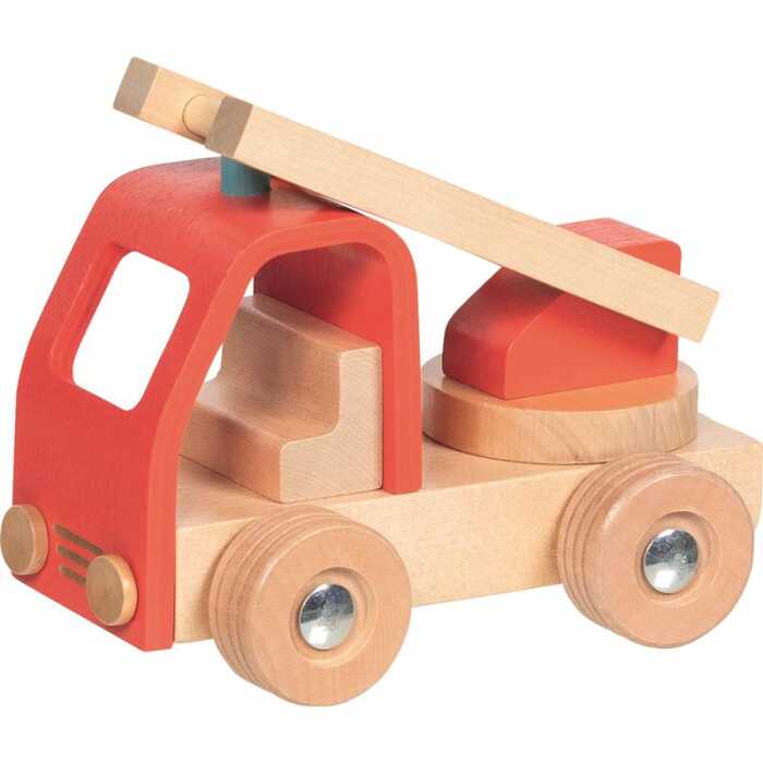 Goki Feuerwehr Leiterwagen Kinder Holzspielzeug 2+
