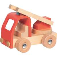 Goki Feuerwehr Leiterwagen Kinder Holzspielzeug 2+