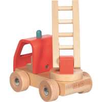 Goki Feuerwehr Leiterwagen Kinder Holzspielzeug 2+