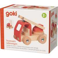 Goki Feuerwehr Leiterwagen Kinder Holzspielzeug 2+