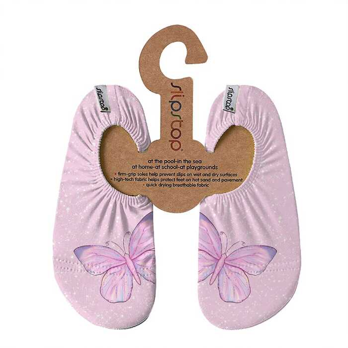 SlipStop Kinder Turnschläppchen Peri - Foliendruck glänzend rutschhemmend UV-Schutz 50+