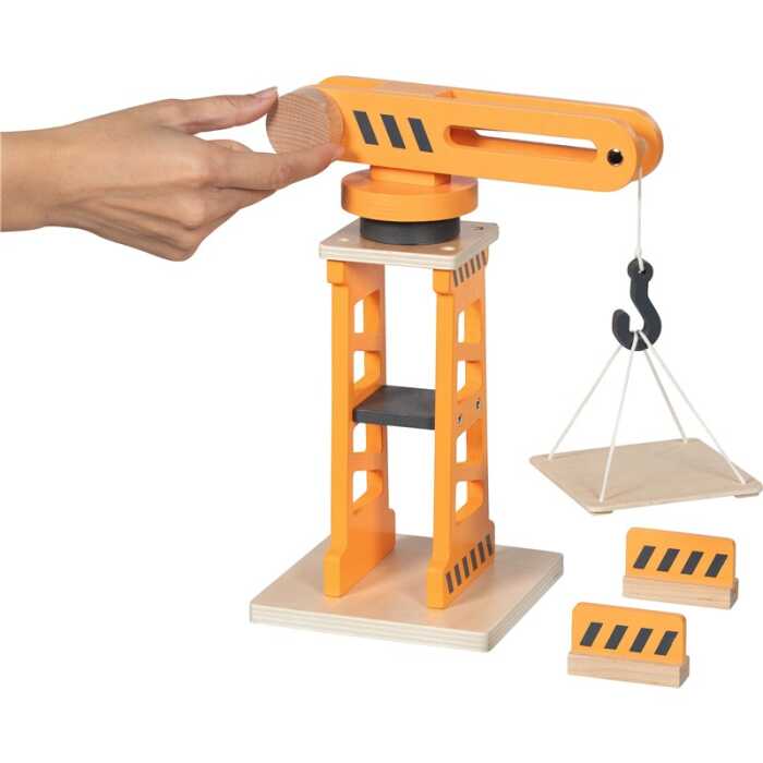 Goki Drehkran mit zwei Absperrbarken 3+ Holz