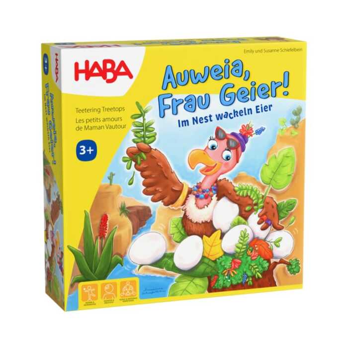 Haba Auweia, Frau Geier!, kooperatives Geschicklichkeitsspiel,3+