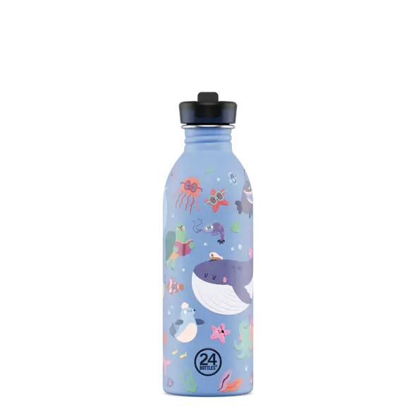 24bottles Urban Bottle 500ml Ocean Friends Trinkflasche mit Sport Lid aus Edelstahl