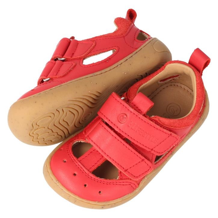 BLifestyle SALAMANDRA 29 feuerrot breit Bioleder Kinder Barfußsandale