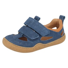 BLifestyle SALAMANDRA 30 meerblau velour mittel Bioleder Kinder Barfußsandale