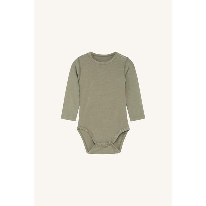 Hust & Claire Buller - Langarm Body 98 Khaki aus Bambus