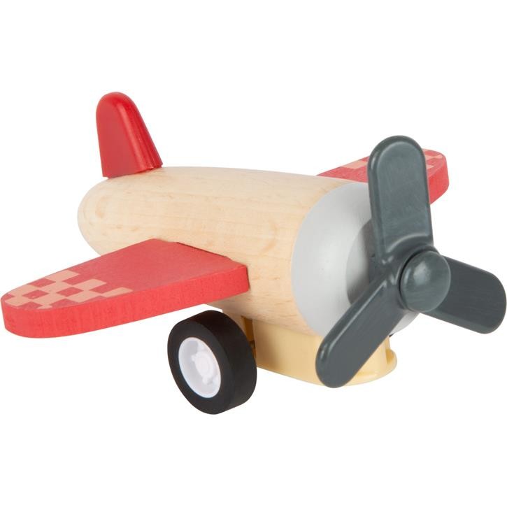 small foot Flugzeug mit Rückzugsmotor aus Holz 